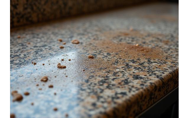 Before: Grimy, discolored granite countertop